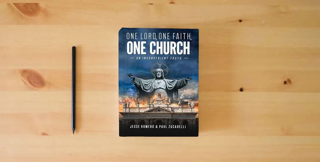 The book One Lord, One Faith, One Church: An Inconvenient Truth} is on the table