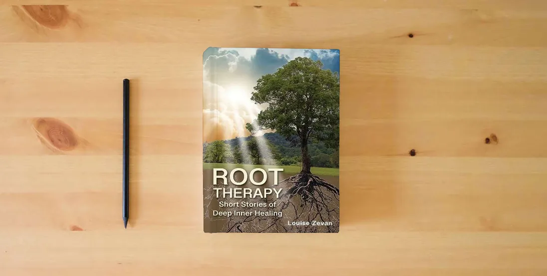 The book Root Therapy: Short Stories of Deep Inner Healing} is on the table