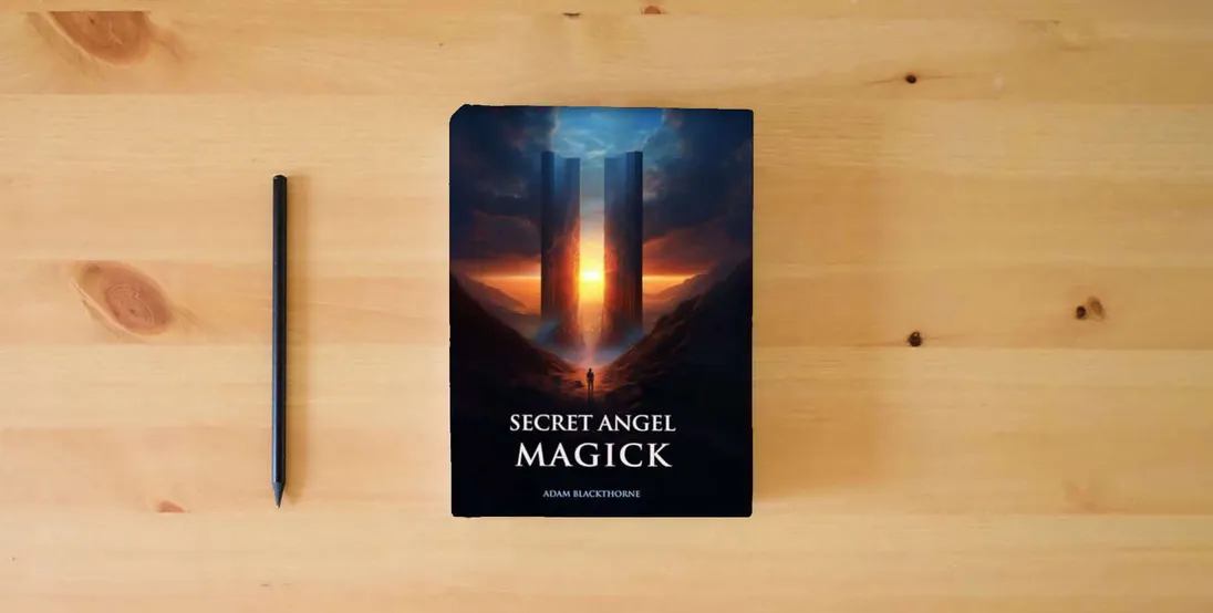 The book Secret Angel Magick (Gallery of Magick Books by Adam Blackthorne)} is on the table