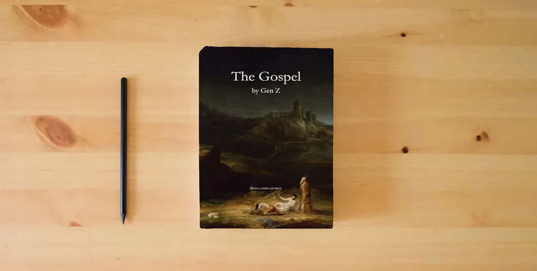 The book The Gospel by Gen Z} is on the table