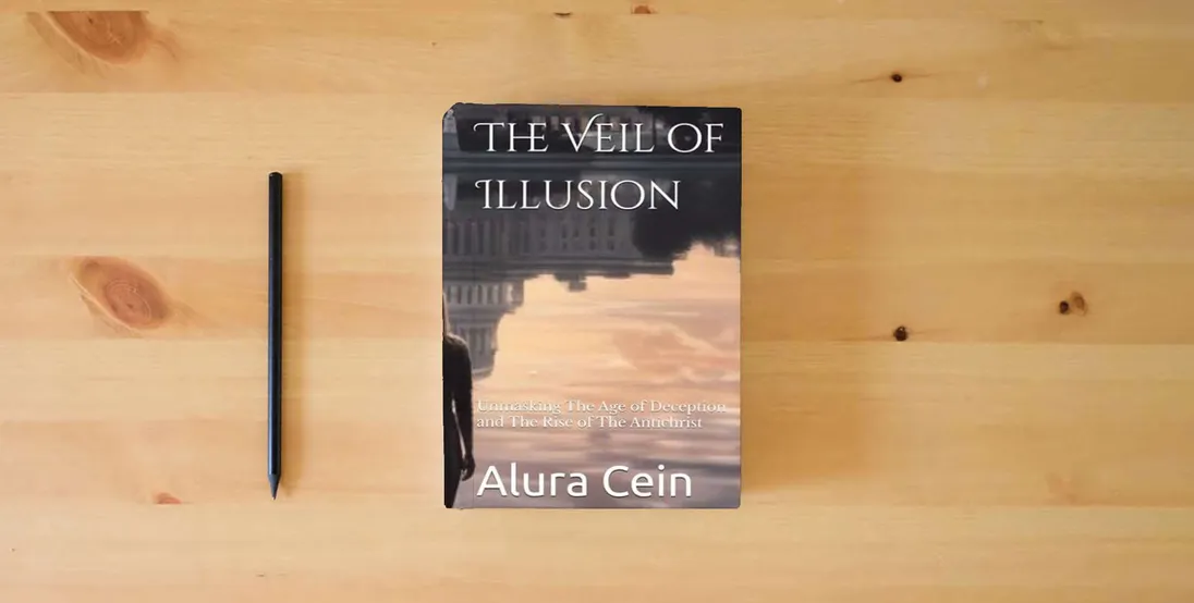 The book The Veil of Illusion: Unmasking The Age of Deception and The Rise of The Antichrist} is on the table