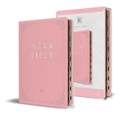 Book Cover: KJV Holy Bible, Giant Print Thinline Large format, Pink Premium Imitation Leathe r with Ribbon Marker, Red Letter, and Thumb Index