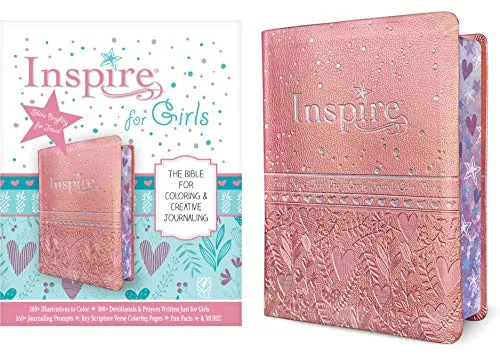 Book Cover: Inspire Bible for Girls NLT (LeatherLike, Pink): The Bible for Coloring & Creative Journaling